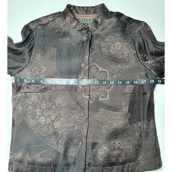 Citron Santa Monica Jacket Extra Small Brown Silk Jacquard Embroidered Floral - Picture 11 of 16